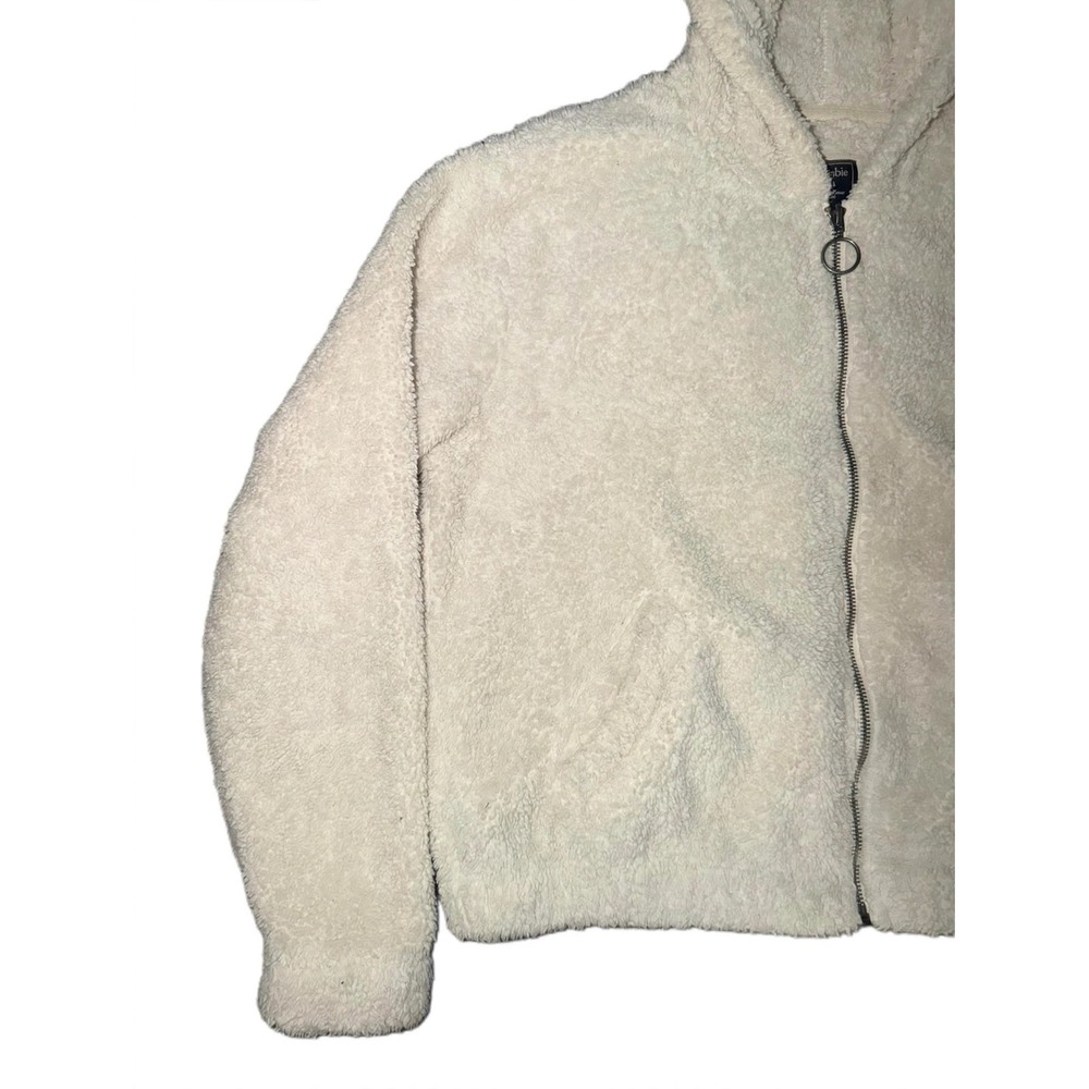Y2K Vintage Abercrombie & Fitch Cream Sherpa Fleece Full Zip Hoodie Jacket A&F - Picture 2 of 5